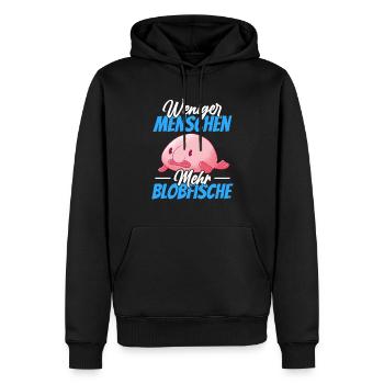 Blobfisch weniger Menschen lustiger Blobfisch - Männer Premium Bio Hoodie - Schwarz - Vorne - Nico (187cm)