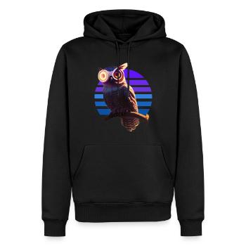 Roboter Eule Hybrid Wesen - Männer Premium Bio Hoodie - Schwarz - Vorne - Nico (187cm)