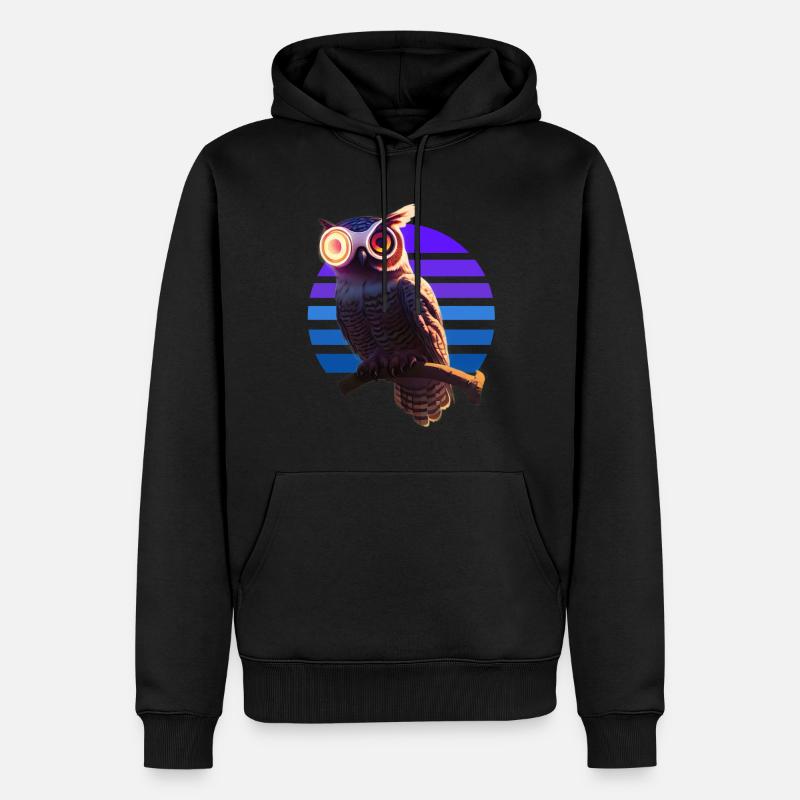 Roboter Eule Hybrid Wesen - Männer Premium Bio Hoodie - Schwarz