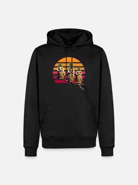Ananas Eulen - Männer Premium Bio Hoodie - Schwarz