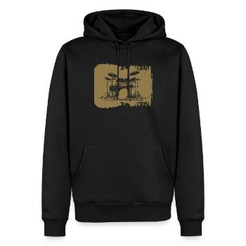 Musicien de batterie - Sweat à capuche Premium bio Homme - noir - Devant - Nico (187cm)