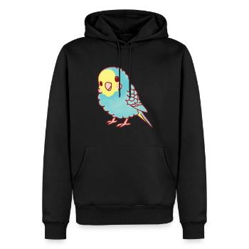 Perruche Kawaii - Sweat à capuche Premium bio Homme - noir - Devant - Nico (187cm)