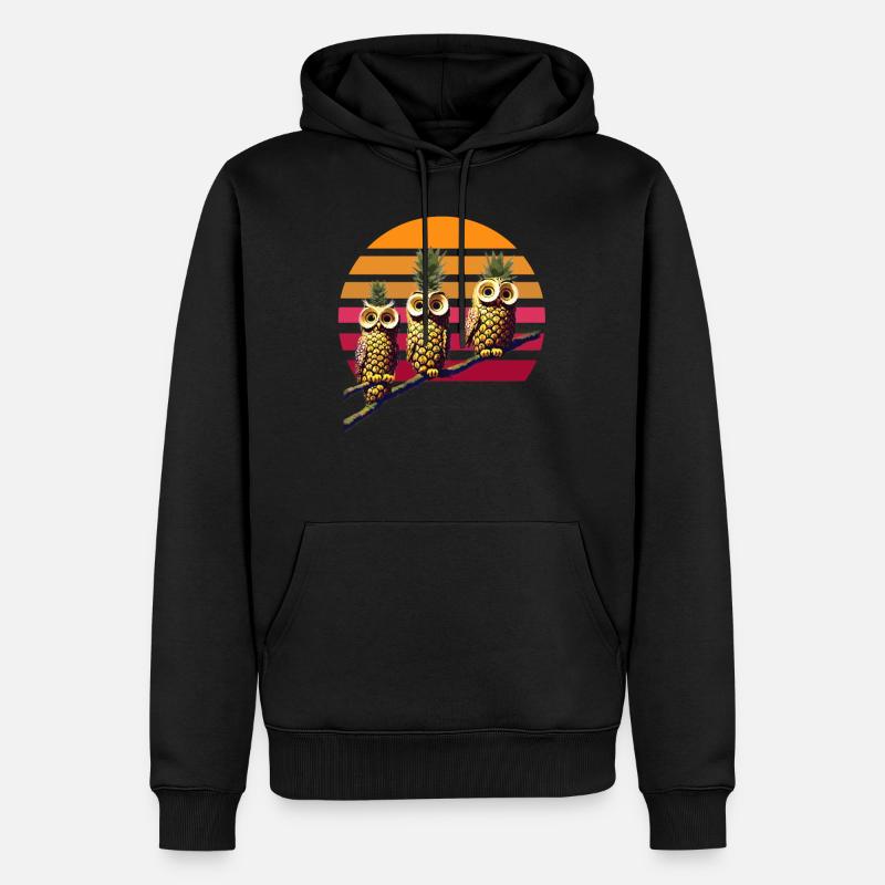 Ananas Eulen - Männer Premium Bio Hoodie - Schwarz
