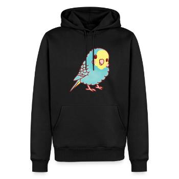 Perruche Kawaii - Sweat à capuche Premium bio Homme - noir - Devant - Nico (187cm)