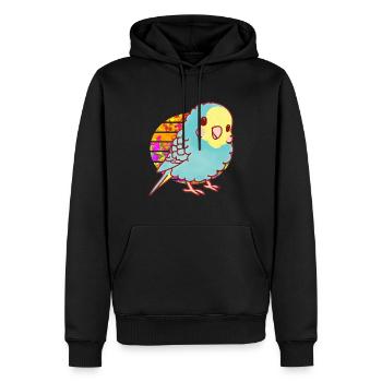 Perruche Kawaii - Sweat à capuche Premium bio Homme - noir - Devant - Nico (187cm)