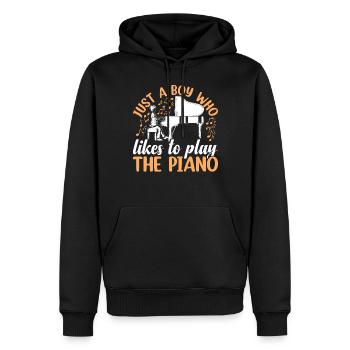Juste un garçon qui aime jouer du piano - Pianiste P - Sweat à capuche Premium bio Homme - noir - Devant - Nico (187cm)