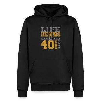 Life starts at 40 knots Kitesurfing - Men’s Premium Organic Hoodie - black - Front - Nico (187cm)