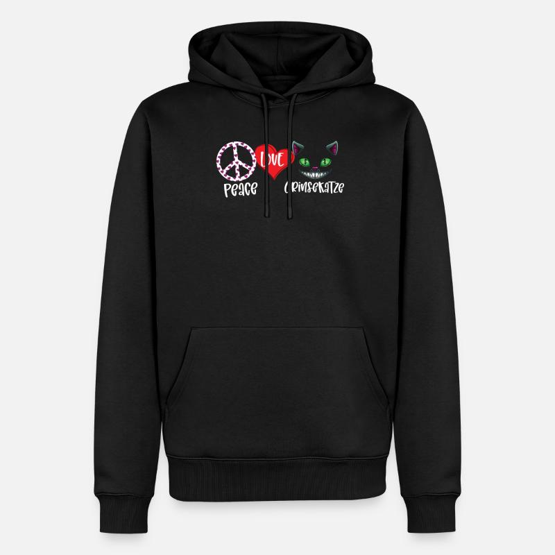 Peace Love Cheshire Chat - Sweat à capuche Premium bio Homme - noir