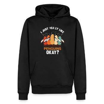 ich mag einfach pinguine ok Pinguin Vintage - Männer Premium Bio Hoodie - Schwarz - Vorne - Nico (187cm)