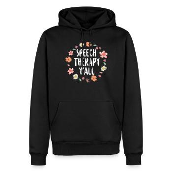 Assistant orthophoniste - Sweat à capuche Premium bio Homme - noir - Devant - Nico (187cm)