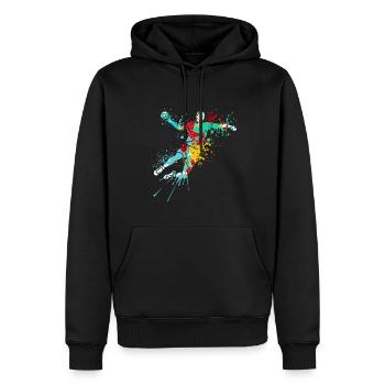 Splash Art Handball Player - Männer Premium Bio Hoodie - Schwarz - Vorne - Nico (187cm)