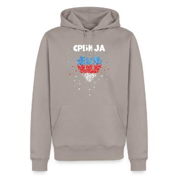 Serbia Serbian Flag Flag Serbia City Trip - Men’s Premium Organic Hoodie - taupe - Front - Nico (187cm)
