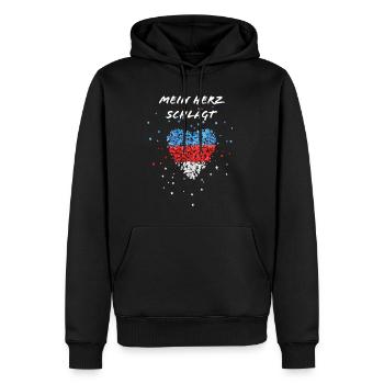 Serbien Serbische Flagge Fahne Serbier Fußballfan - Männer Premium Bio Hoodie - Schwarz - Vorne - Nico (187cm)