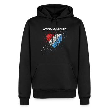 Pays-Bas Orange Drapeau néerlandais - Sweat à capuche Premium bio Homme - noir - Devant - Nico (187cm)