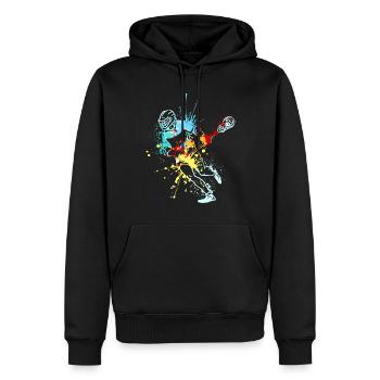 Splash Art Lacrosse Player - Männer Premium Bio Hoodie - Schwarz - Vorne - Nico (187cm)