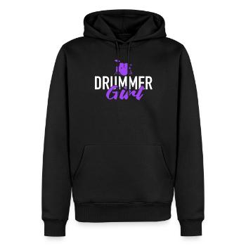 Musicien de batterie - Sweat à capuche Premium bio Homme - noir - Devant - Nico (187cm)