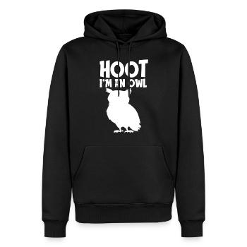 Hoot Ich bin eine Eule Lustiges faules Halloween Kostüm - Männer Premium Bio Hoodie - Schwarz - Vorne - Nico (187cm)