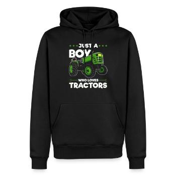 Just a boy who loves tractor farmers - Men’s Premium Organic Hoodie - black - Front - Nico (187cm)