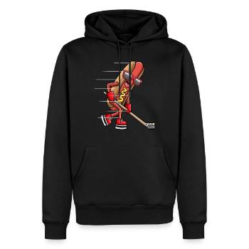 Hot-dog dans un chignon Jouer au hockey sur glace Activités sportives - Sweat à capuche Premium bio Homme - noir - Devant - Nico (187cm)