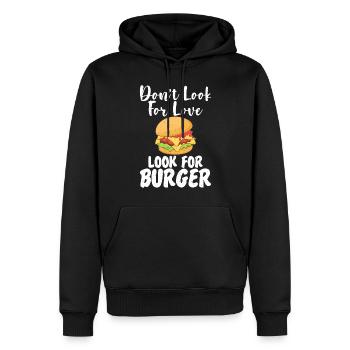 Burger Lover Cadeau - Sweat à capuche Premium bio Homme - noir - Devant - Nico (187cm)