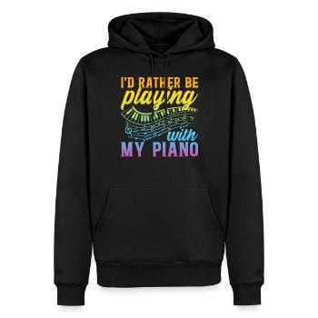 pianiste pianiste - Je préfère jouer avec - Sweat à capuche Premium bio Homme - noir - Devant - Nico (187cm)