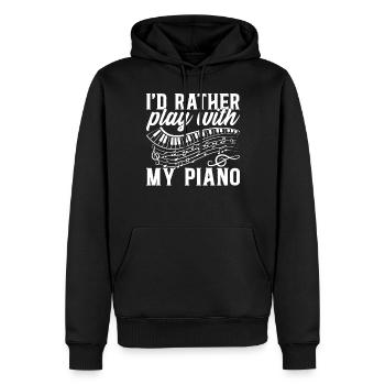 Je préfère jouer avec mon piano - piano clavier pla - Sweat à capuche Premium bio Homme - noir - Devant - Nico (187cm)