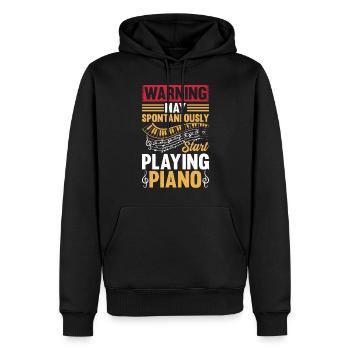 Keyboardist - Warning May Spontaneously Start Play - Men’s Premium Organic Hoodie - black - Front - Nico (187cm)