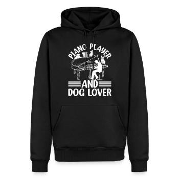 Piano Player And Dog Lover - Piano Keyboardist - Men’s Premium Organic Hoodie - black - Front - Nico (187cm)