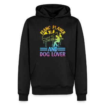 Piano Player And Dog Lover - Keyboardist Playing P - Men’s Premium Organic Hoodie - black - Front - Nico (187cm)