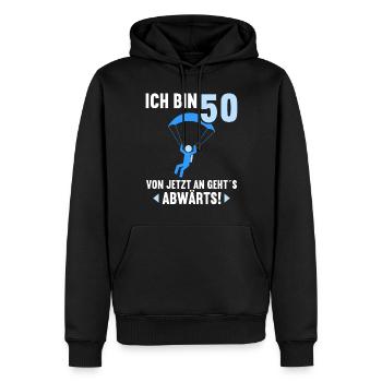 Ich bin 50 Ab jetzt gehts abwärts 50 Geburtstag - Männer Premium Bio Hoodie - Schwarz - Vorne - Nico (187cm)