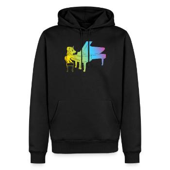 Unicorn Piano Player - Funny Piano Player Unicorn - Männer Premium Bio Hoodie - Schwarz - Vorne - Nico (187cm)
