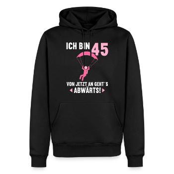 Ich bin 45 Ab jetzt gehts abwärts 45 Geburtstag - Männer Premium Bio Hoodie - Schwarz - Vorne - Nico (187cm)