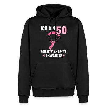 Ich bin 50 Ab jetzt gehts abwärts 50 Geburtstag - Männer Premium Bio Hoodie - Schwarz - Vorne - Nico (187cm)