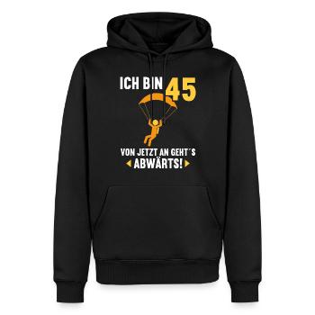 Ich bin 45 Ab jetzt gehts abwärts 45 Geburtstag - Männer Premium Bio Hoodie - Schwarz - Vorne - Nico (187cm)