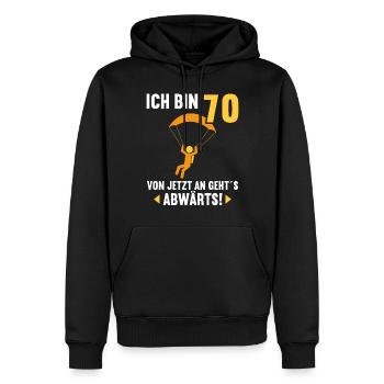 Ich bin 70 Ab jetzt gehts abwärts 70 Geburtstag - Männer Premium Bio Hoodie - Schwarz - Vorne - Nico (187cm)