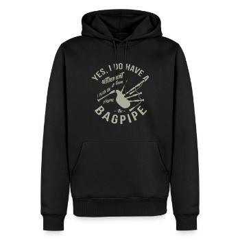 J’ai l’intention de jouer à la cornemuse à la retraite - Sweat à capuche Premium bio Homme - noir - Devant - Nico (187cm)