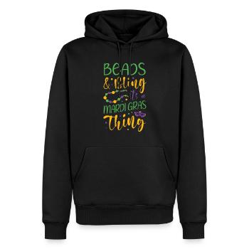Perles et bling C’est un truc de carnaval - Sweat à capuche Premium bio Homme - noir - Devant - Nico (187cm)
