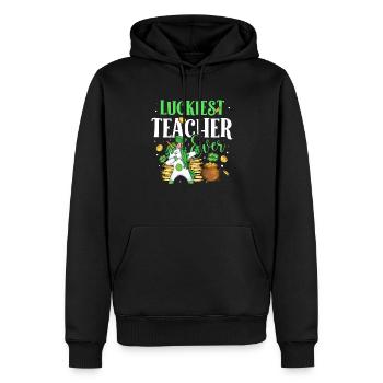 Happiest teacher ever Unicorn St. - Men’s Premium Organic Hoodie - black - Front - Nico (187cm)