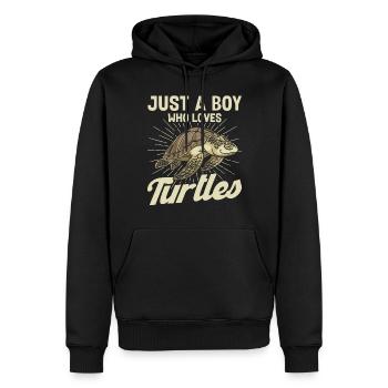 Just A Boy Who Loves Turtles - Männer Premium Bio Hoodie - Schwarz - Vorne - Nico (187cm)