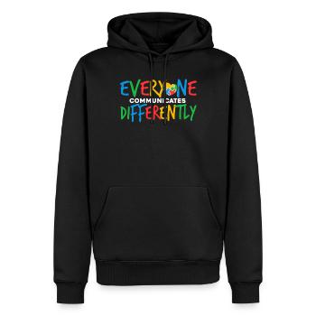Tout le monde communique différemment - Sweat à capuche Premium bio Homme - noir - Devant - Nico (187cm)