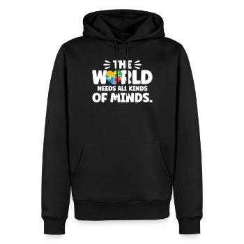 Le monde a besoin de toutes sortes d’esprits - Sweat à capuche Premium bio Homme - noir - Devant - Nico (187cm)