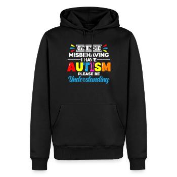 Autisme - Sweat à capuche Premium bio Homme - noir - Devant - Nico (187cm)