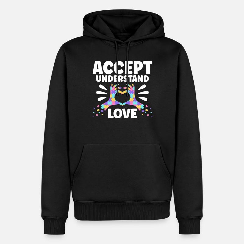 Accepter Comprendre l’amour - Sweat à capuche Premium bio Homme - noir