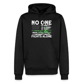 Personne ne se bat seul - Sweat à capuche Premium bio Homme - noir - Devant - Nico (187cm)