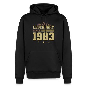 40e anniversaire né en 1983 Légendaire depuis 1983 - Sweat à capuche Premium bio Homme - noir - Devant - Nico (187cm)