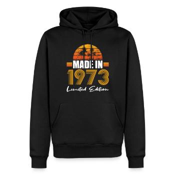 50e anniversaire Made in 1973 Edition Limitée - Sweat à capuche Premium bio Homme - noir - Devant - Nico (187cm)