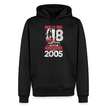 Level Unlocked 18 Years Old 2005 Headset Gaming - Men’s Premium Organic Hoodie - black - Front - Nico (187cm)