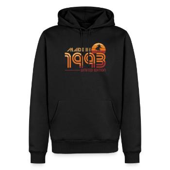 30e anniversaire Made in 1993 édition limitée - Sweat à capuche Premium bio Homme - noir - Devant - Nico (187cm)