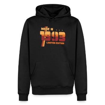 30e anniversaire Made in 1993 édition limitée - Sweat à capuche Premium bio Homme - noir - Devant - Nico (187cm)