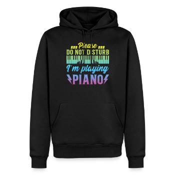 Claviériste piano - Please Do Not Disturb I’m Play - Sweat à capuche Premium bio Homme - noir - Devant - Nico (187cm)